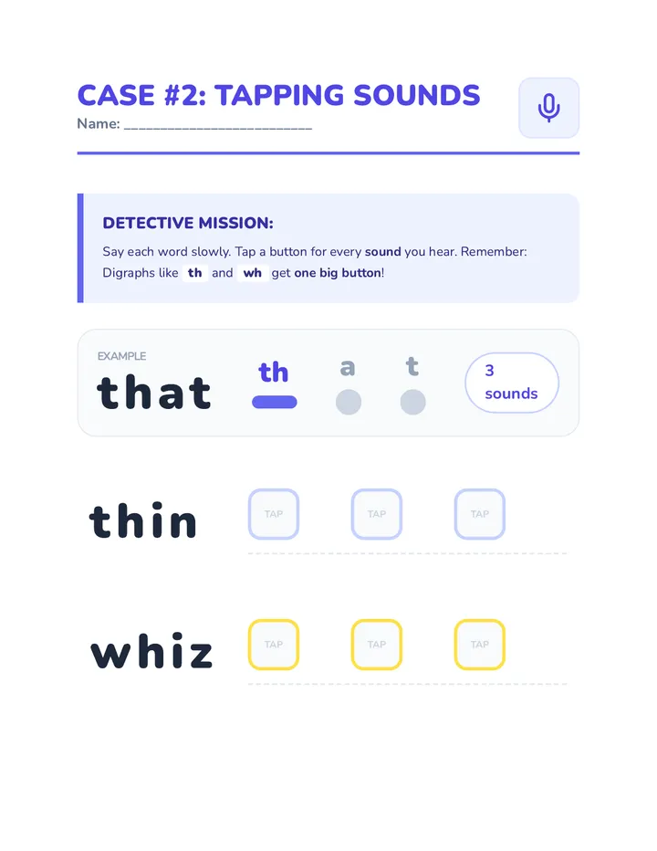 Th and Wh Phoneme Map Worksheet