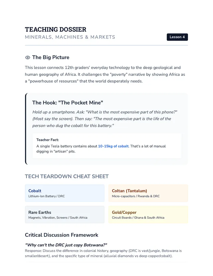 Minerals Teacher Guide