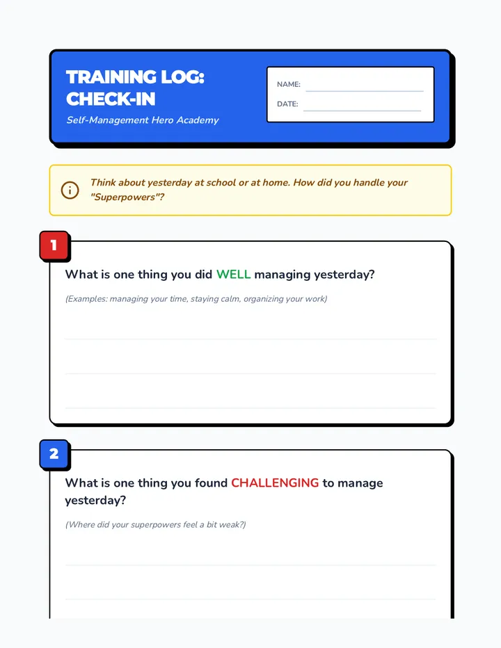 Self Management Warm Up Check In