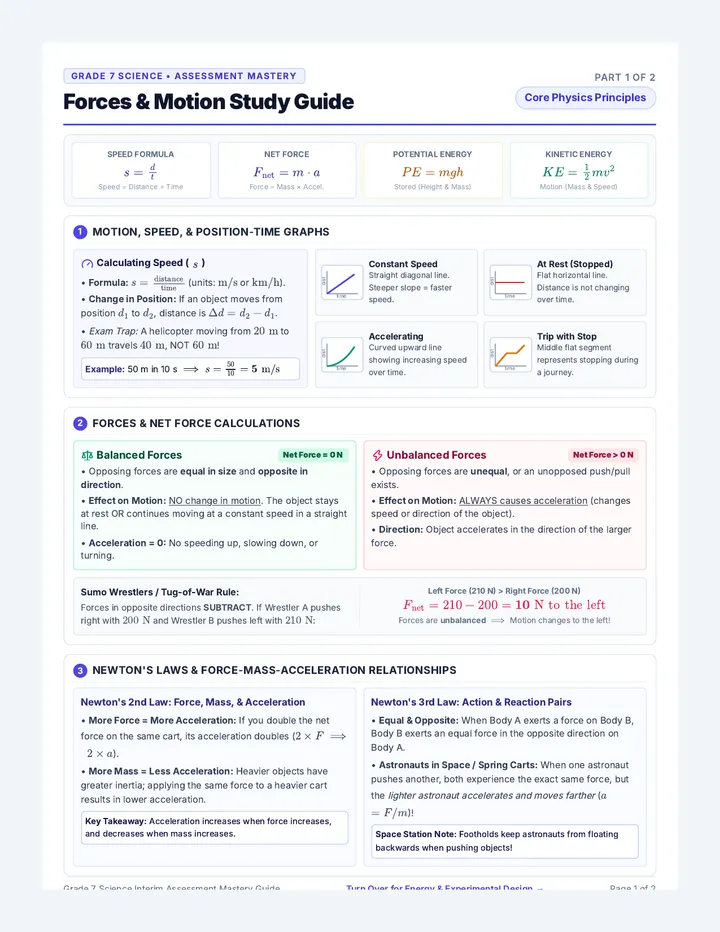 Motion and Energy Study Guide