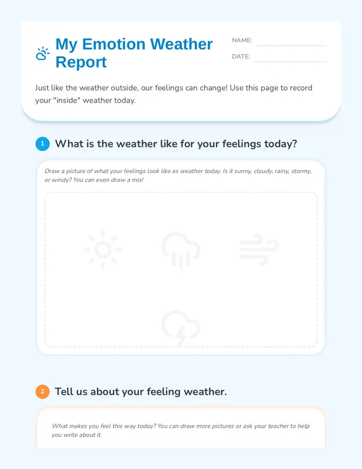 Emotion Weather Report Worksheet
