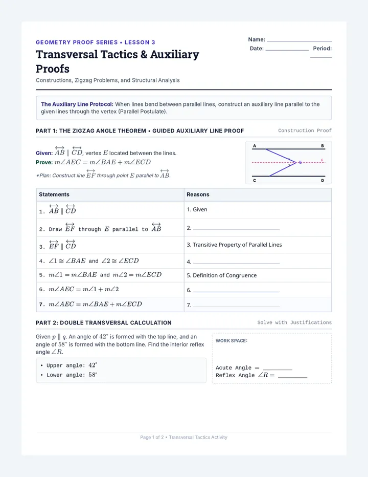 Transversal Tactics Activity