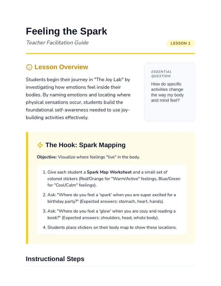 Feeling the Spark Teacher Guide