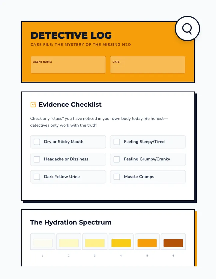 Dehydration Detective Log Worksheet
