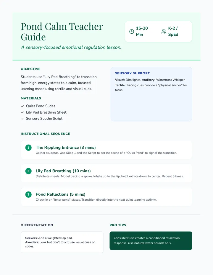 Pond Calm Teacher Guide