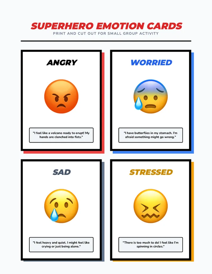 Superhero Emotion Cards