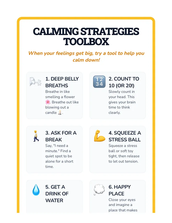 Calming Strategies Reference Poster