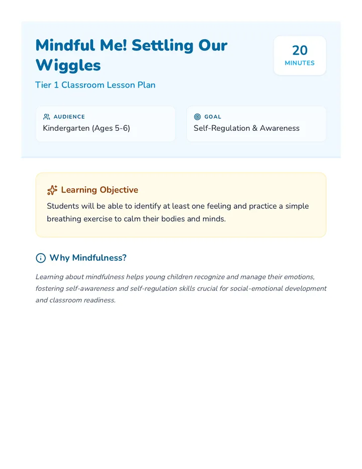 Mindful Me Lesson Plan