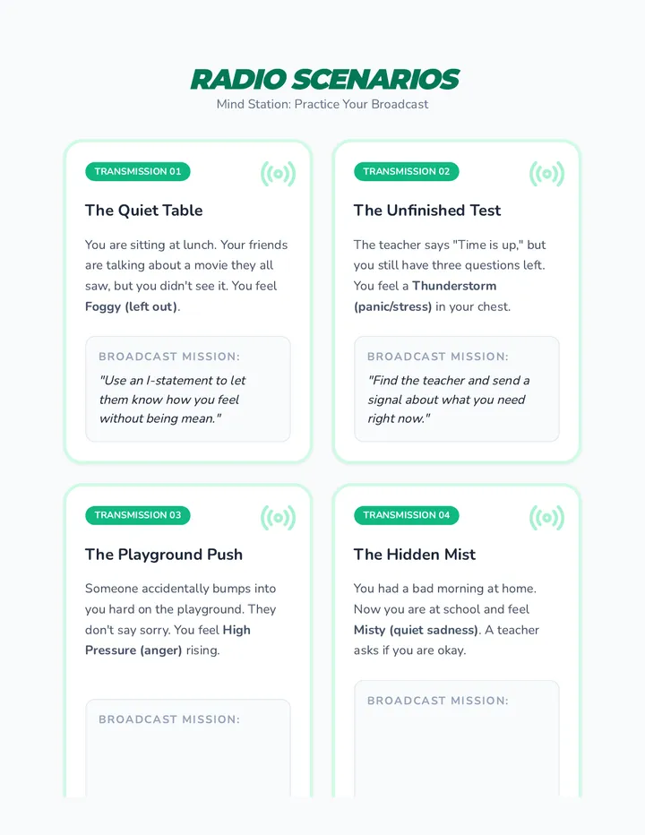 Radio Scenarios Role Play Cards