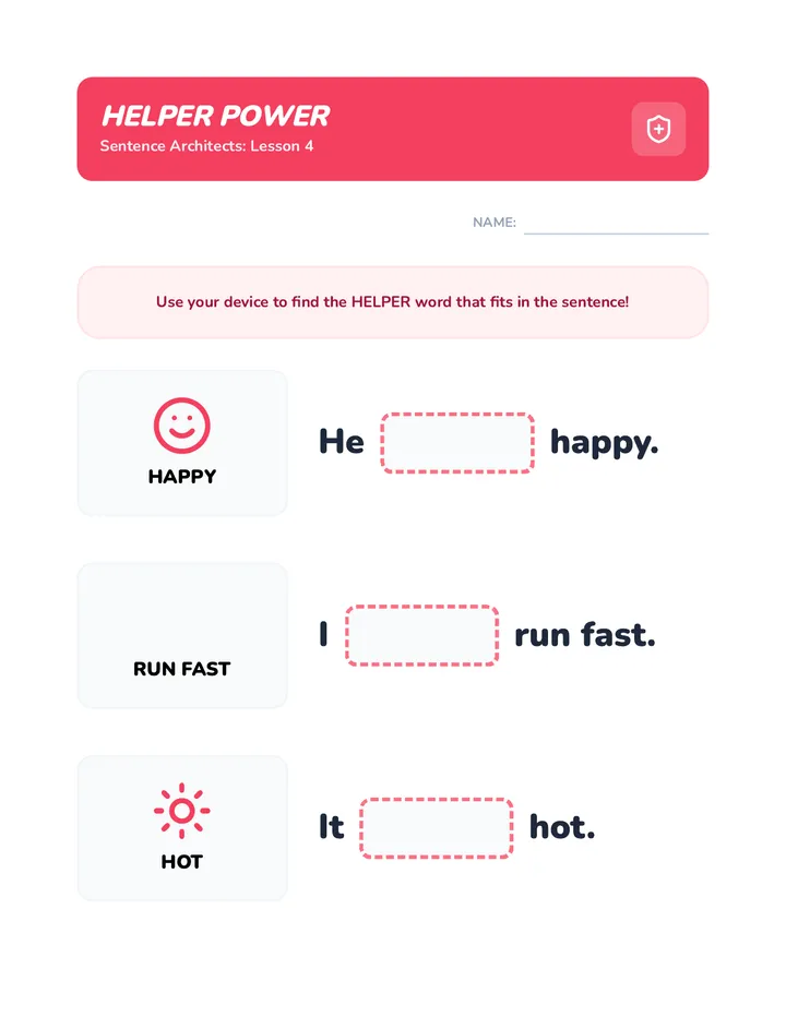 Helper Power Worksheet
