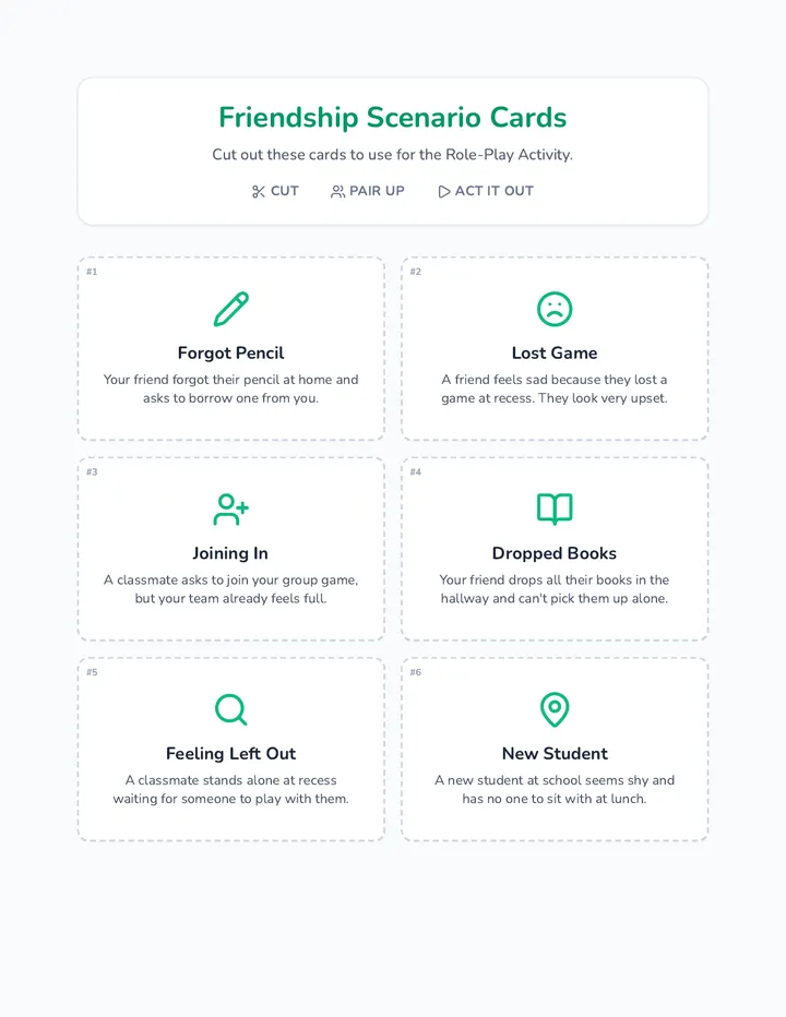 Friendship Scenario Cards