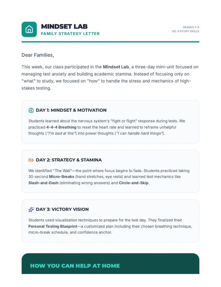 Family Strategy Letter