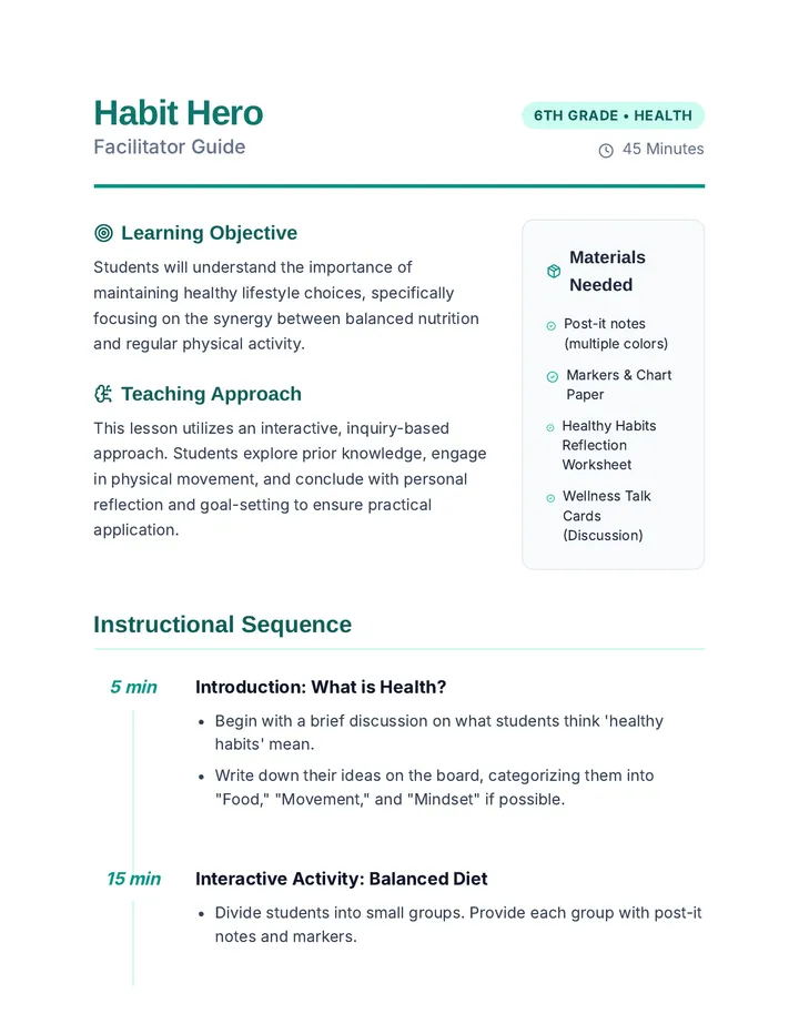 Habit Hero Facilitator Guide