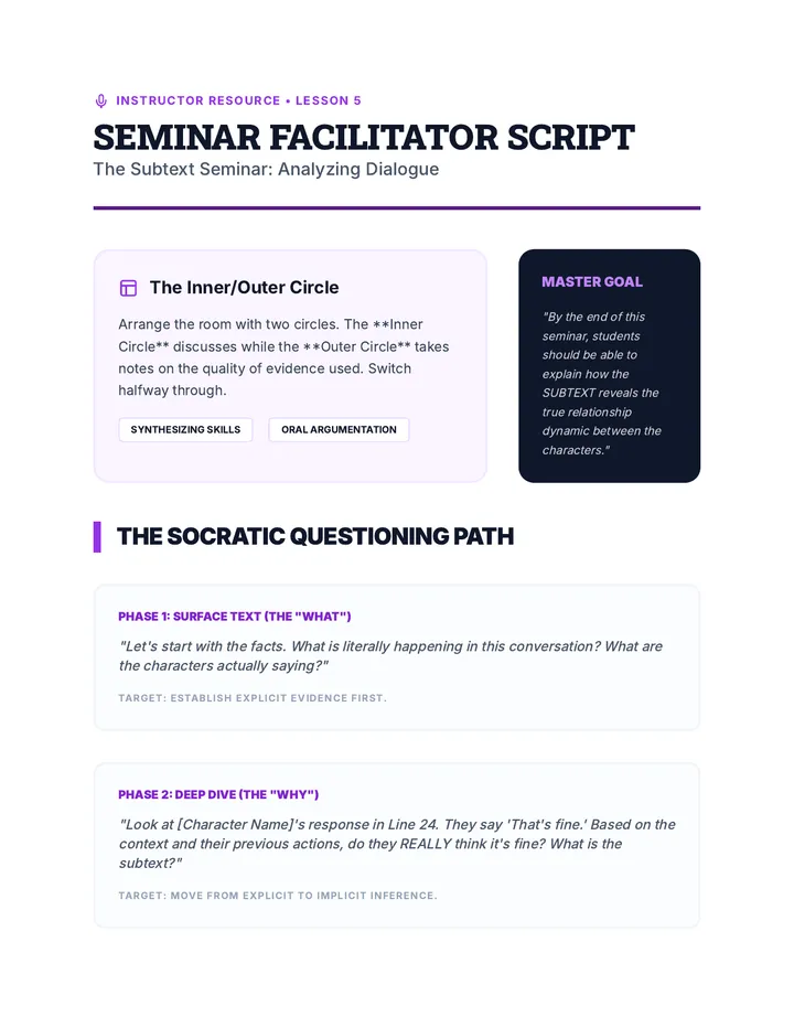 Seminar Facilitator Script Teacher Guide