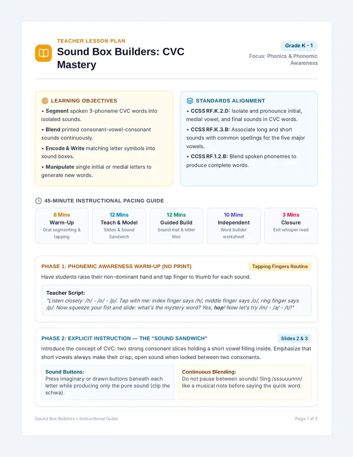 Sound Blend Teacher Guide