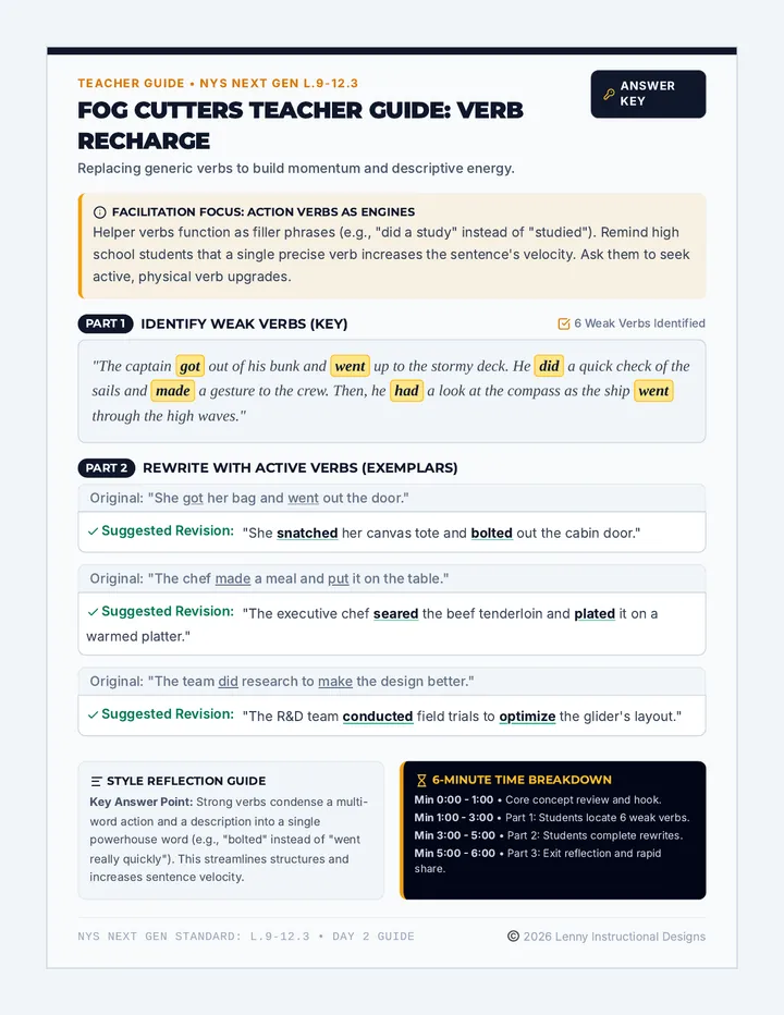 Verb Recharge Teacher Guide