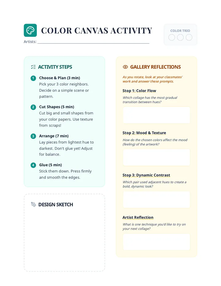 Color Canvas Worksheet
