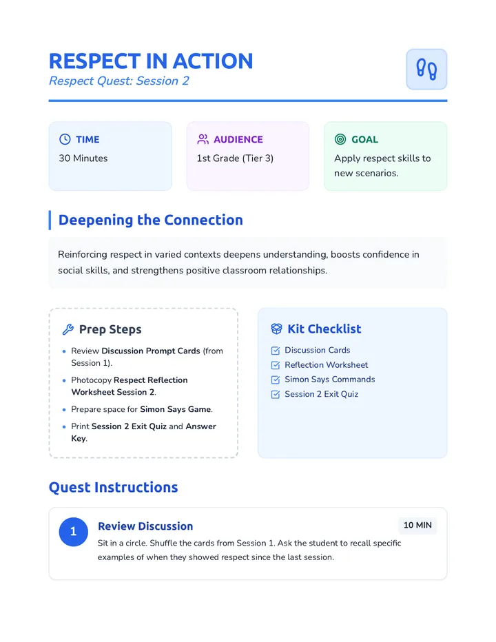 Respect In Action Lesson Plan