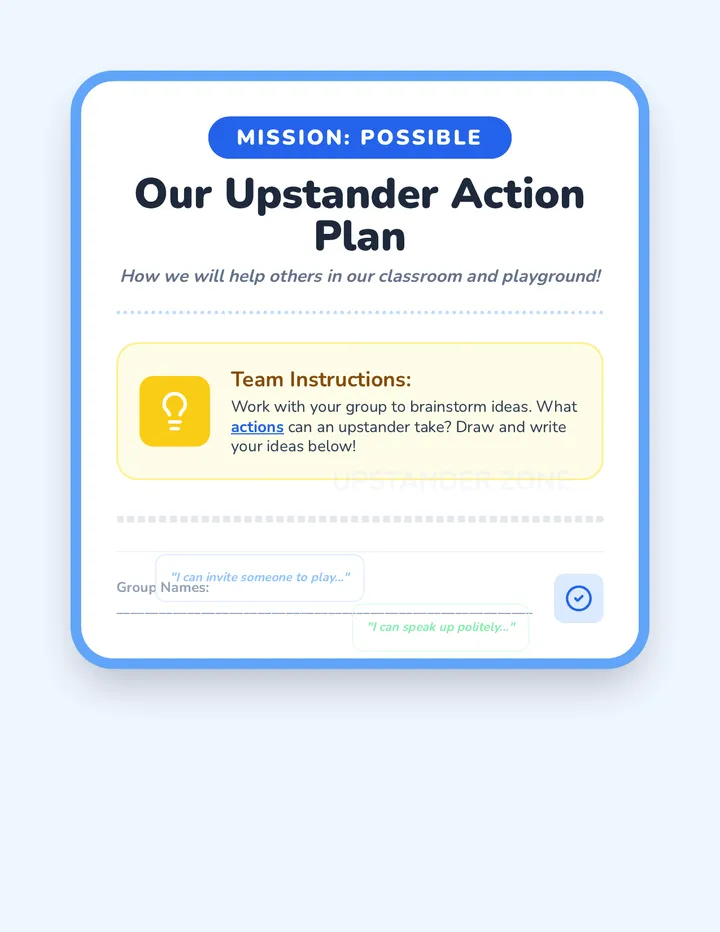 Our Upstander Action Plan Poster Paper