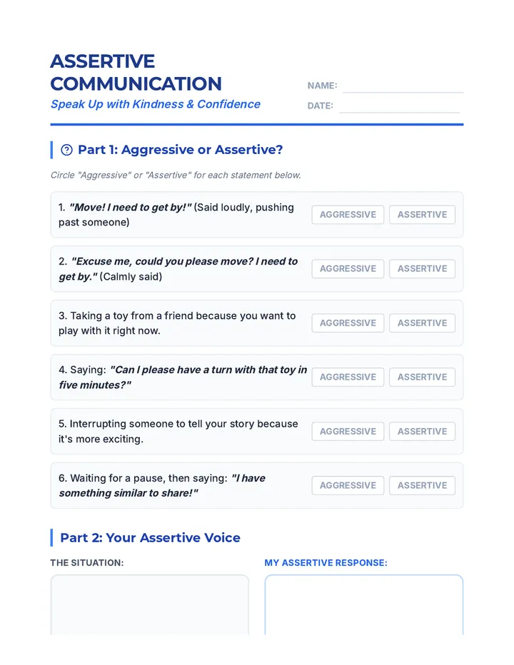 Assertive Communication Worksheet