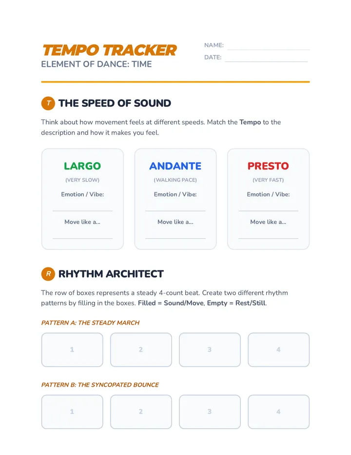 Tempo Tracker Worksheet