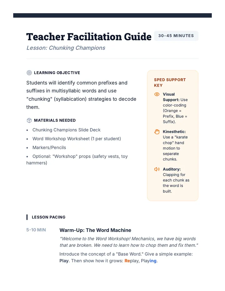 Chunking Champions Teacher Guide
