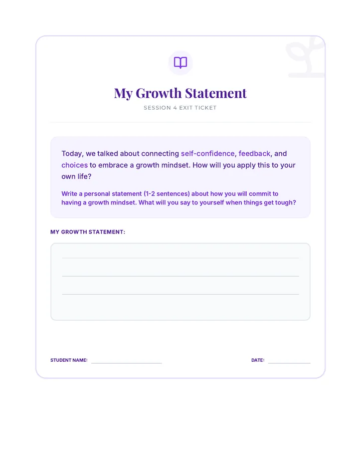 My Growth Statement Exit Ticket