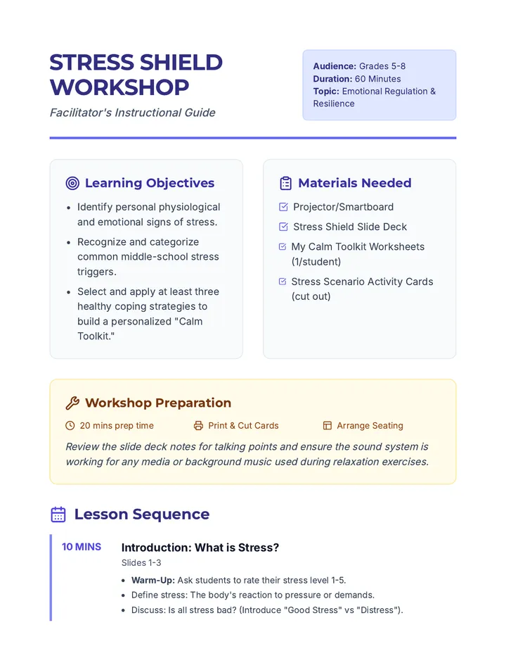 Stress Shield Lesson Plan