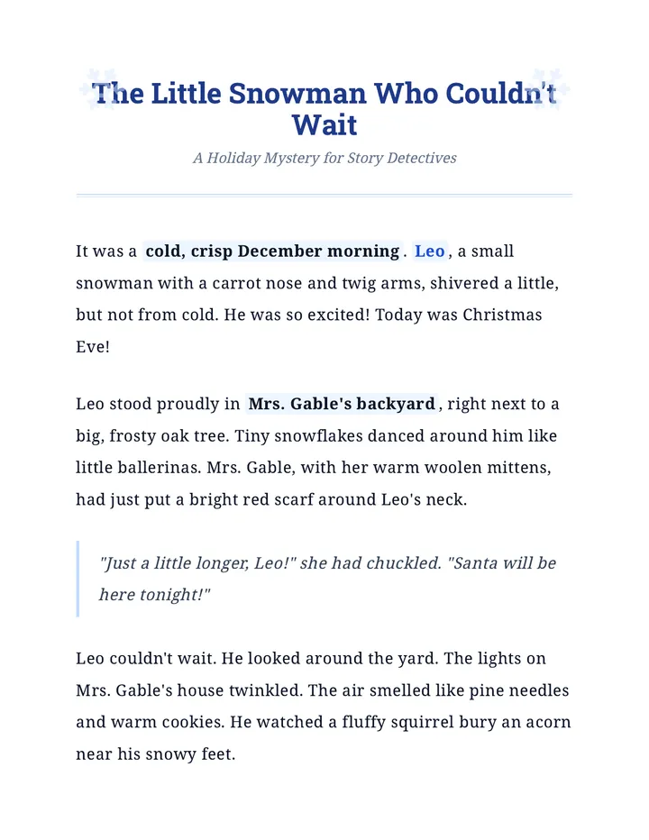 Short Holiday Story Selection Reading