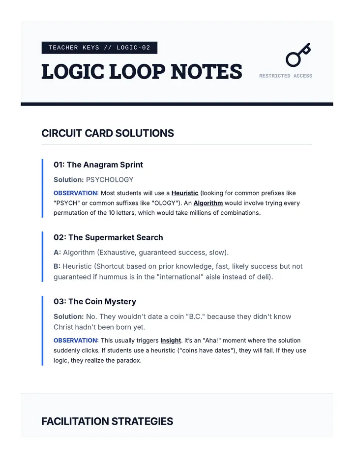 Logic Loop Teacher Notes