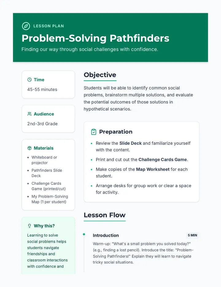 Pathfinders Lesson Plan