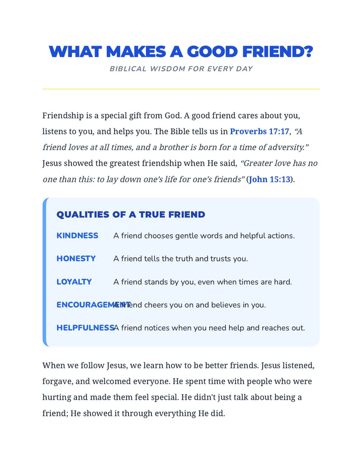 What Makes a Good Friend Reading