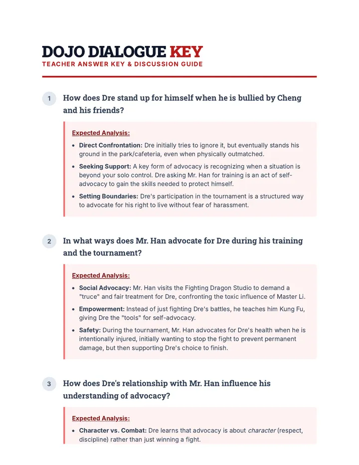 Dojo Dialogue Answer Key