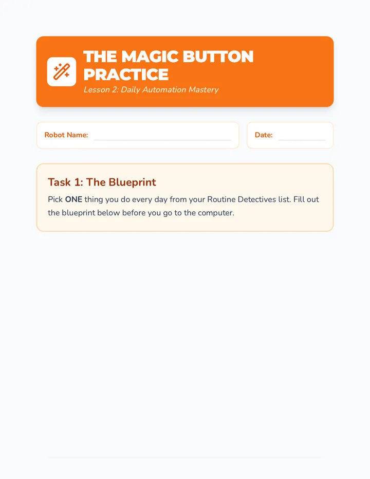 Magic Button Practice Worksheet