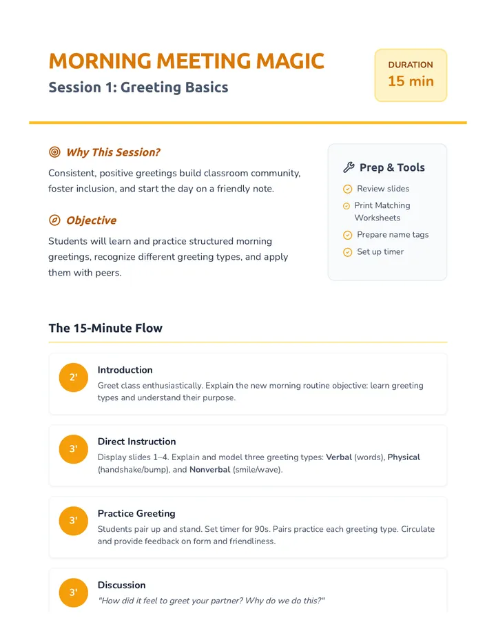 Greeting Basics Lesson Plan