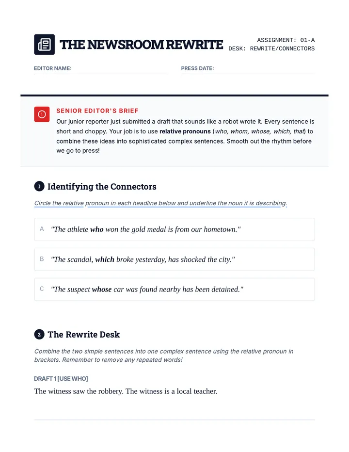 Connector Desk Worksheet
