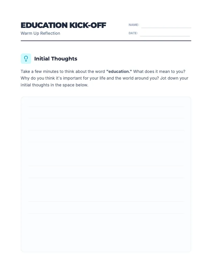 Education Kickoff Worksheet