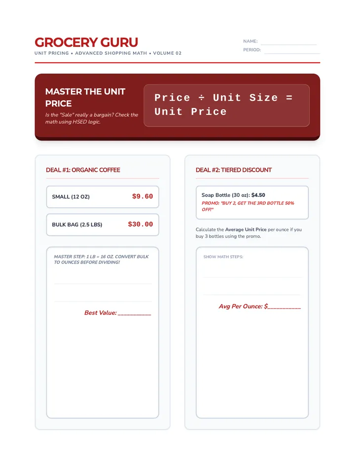Grocery Guru Advanced Math V2
