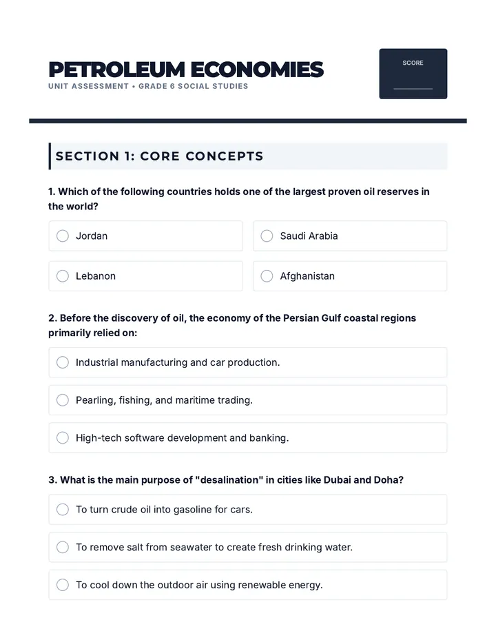 Petroleum Economies Unit Test