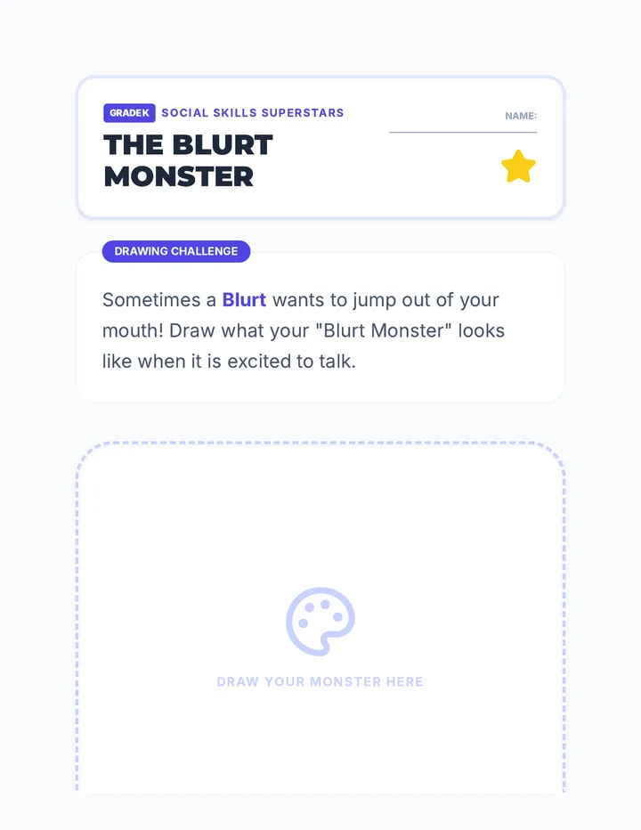 Kindergarten Blurt Alert Activity Doc
