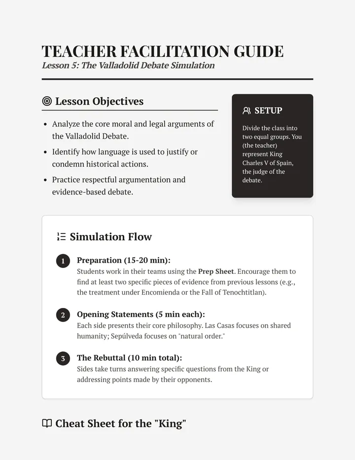 Valladolid Debate Teacher Guide