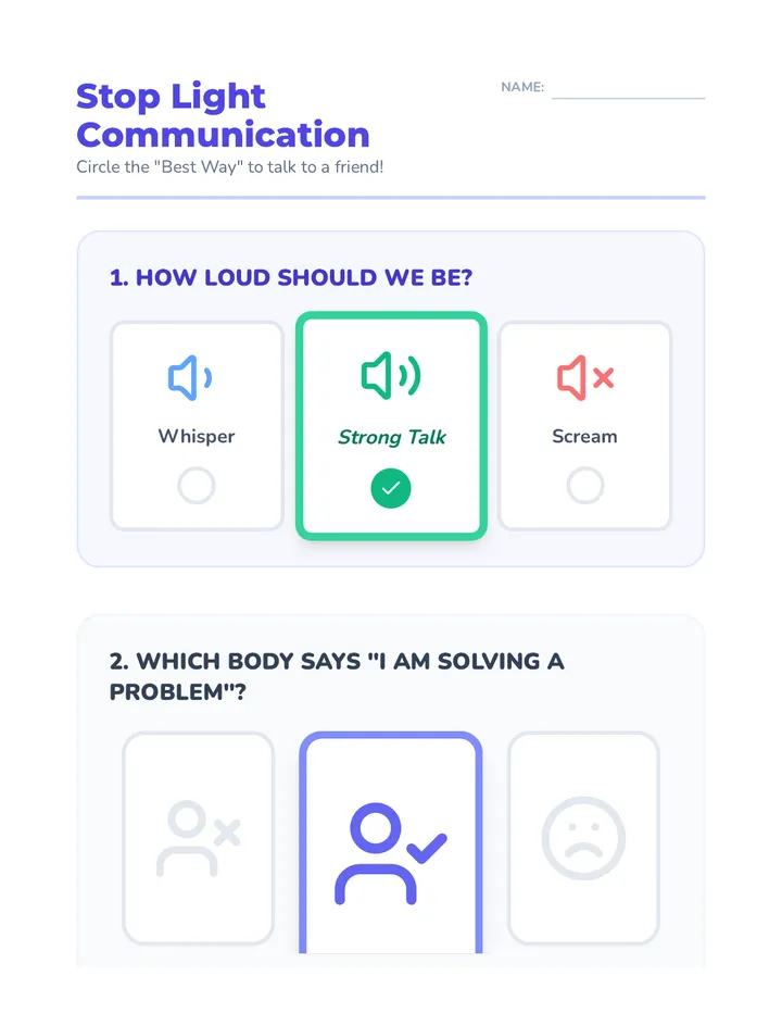 Stop Light Communication Guide Worksheet