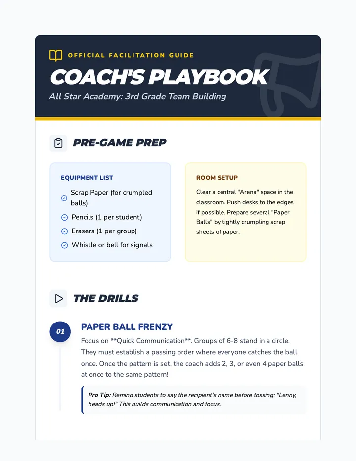 Coach Playbook Teacher Guide