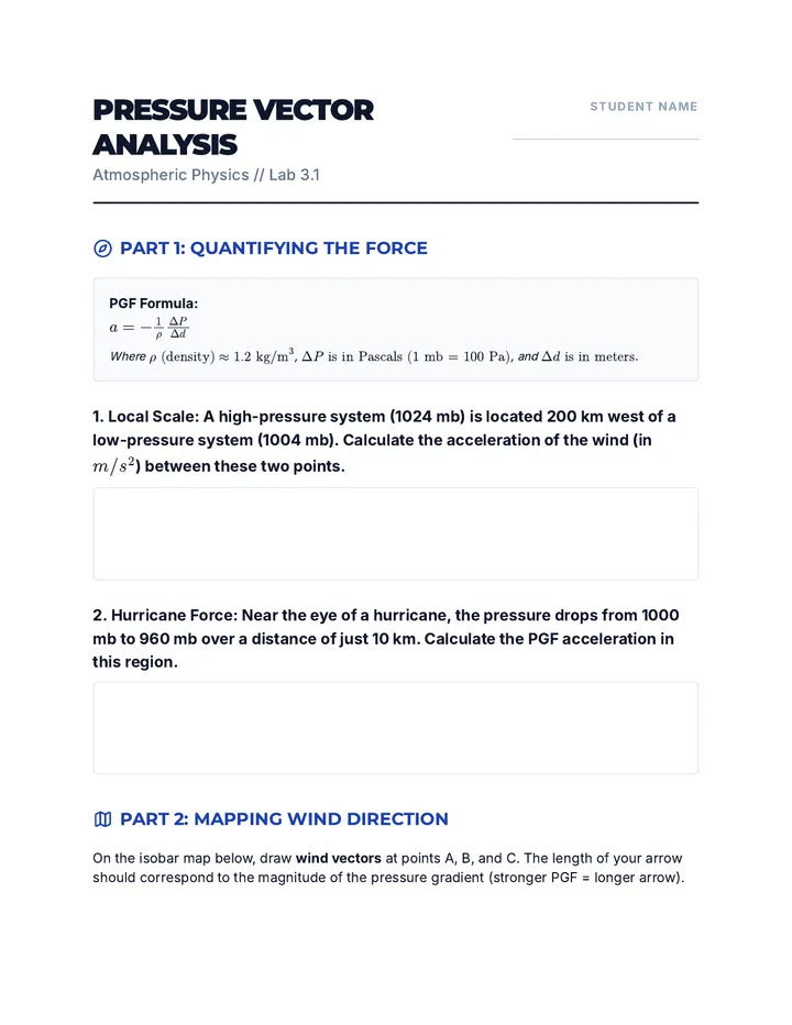 Pressure Vector Analysis Activity