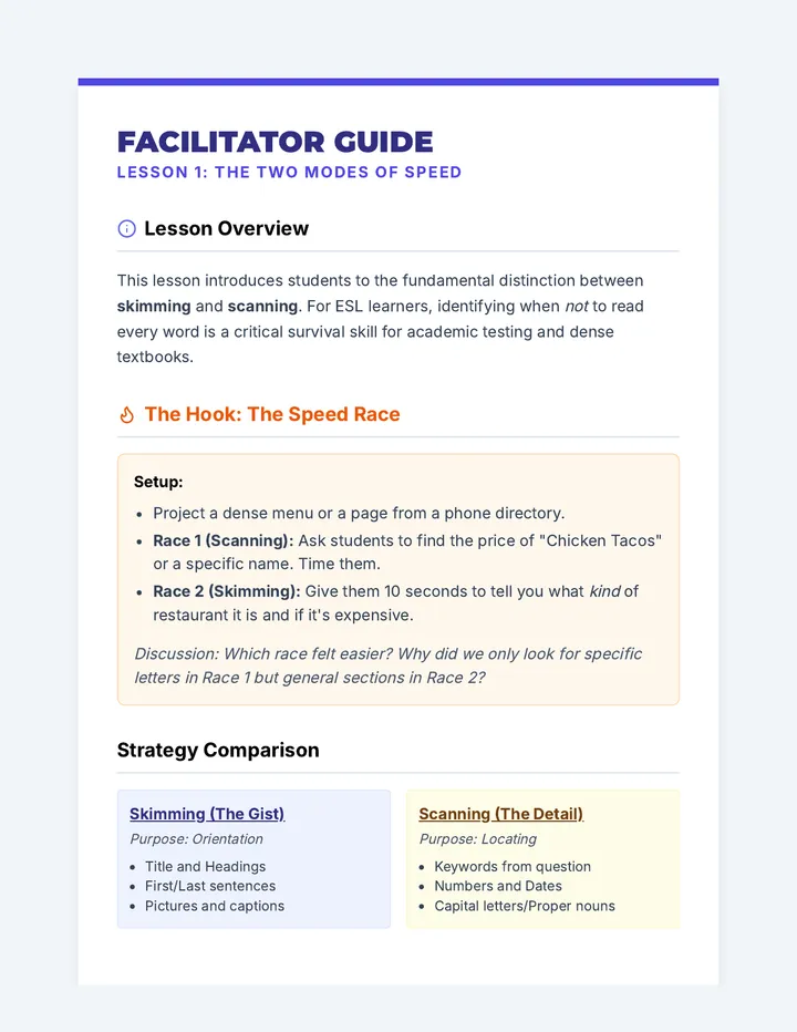 Lesson One Facilitator Guide
