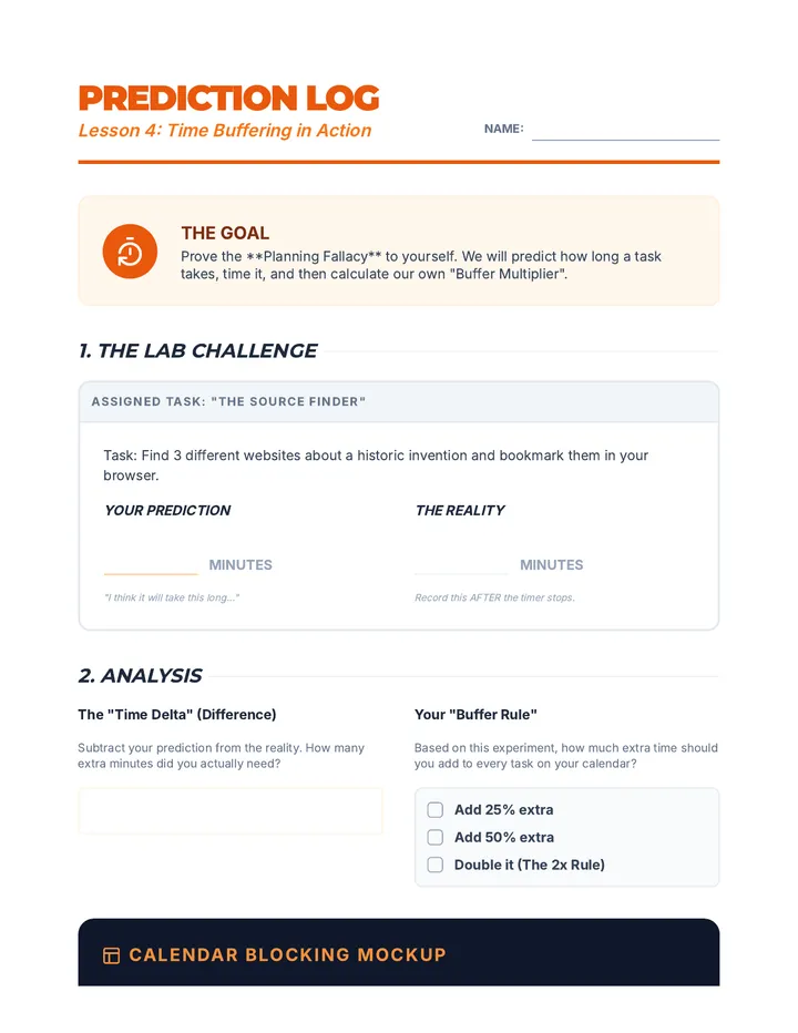 Prediction Log Worksheet