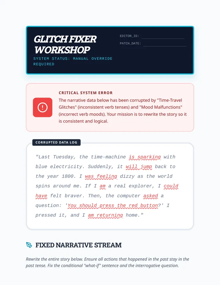 Glitch Fixer Worksheet