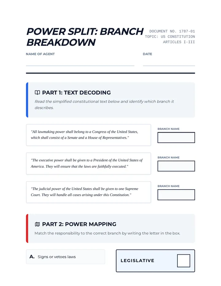 Branch Breakdown Worksheet