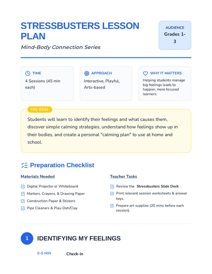 Stressbusters Lesson Plan