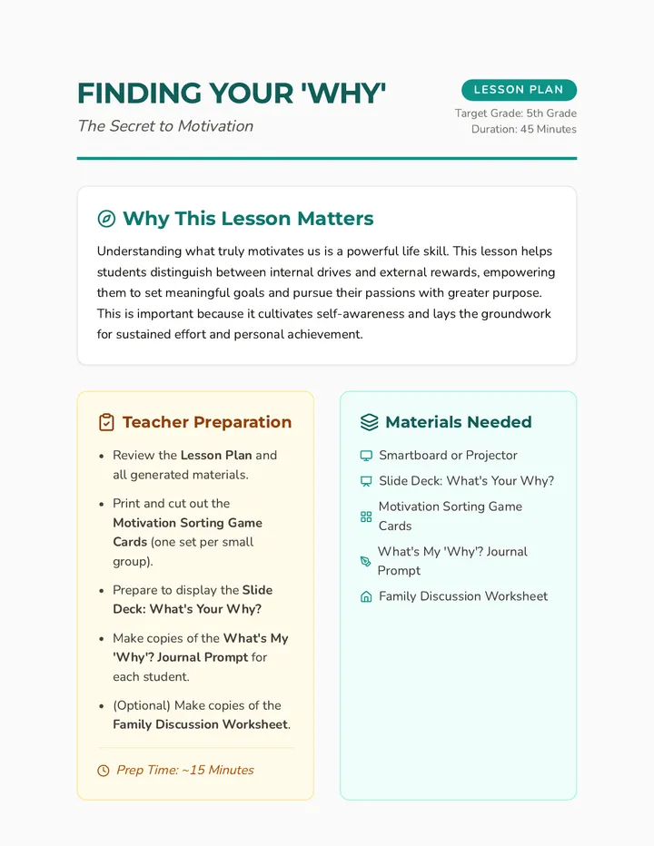 Finding Your Why Lesson Plan
